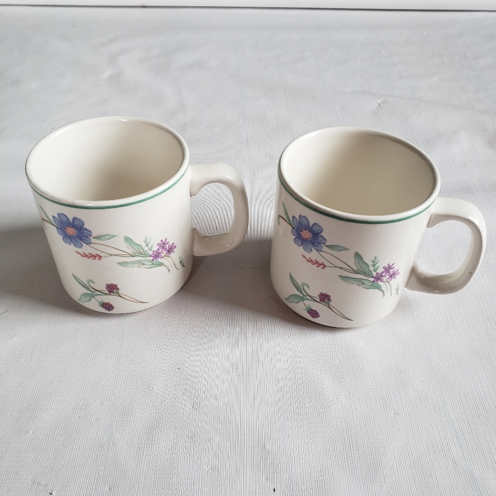 2 Oneida Ava Coffee Mugs Cups Flowers